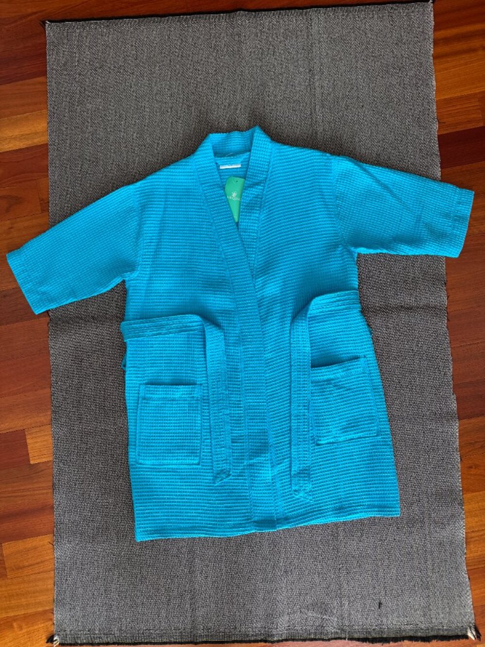 Turquoise Turquaz NWT Waffle Weave Bath Robe S/M - Picture 8 of 14